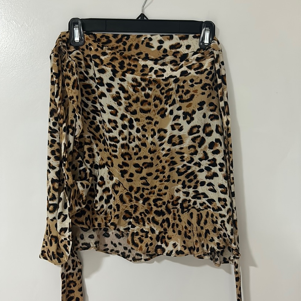 Leopard print mini wrap skirt